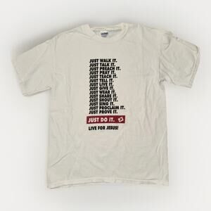 Christian Parody “Just Do It” Nike Graphic T-Shirt Men’s Med Religious Tee 19x25